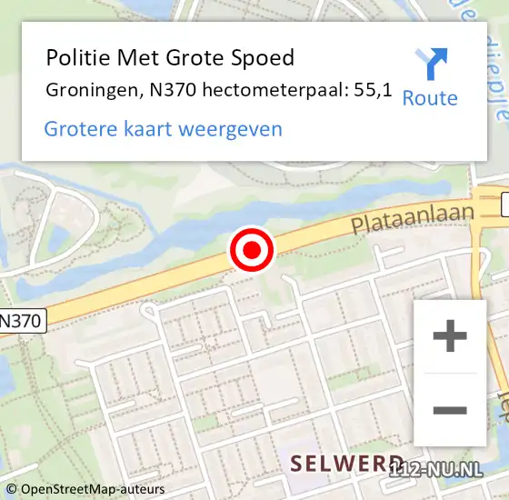 Locatie op kaart van de 112 melding: Politie Met Grote Spoed Naar Groningen, N370 hectometerpaal: 55,1 op 8 september 2023 15:51