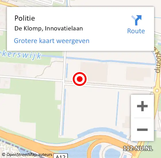 Locatie op kaart van de 112 melding: Politie De Klomp, Innovatielaan op 8 september 2023 15:59