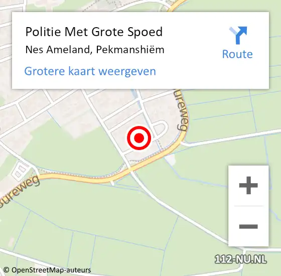 Locatie op kaart van de 112 melding: Politie Met Grote Spoed Naar Nes Ameland, Pekmanshiëm op 8 september 2023 15:59