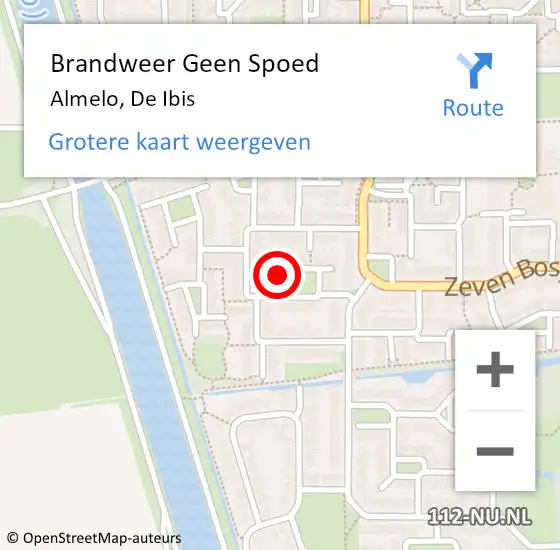 Locatie op kaart van de 112 melding: Brandweer Geen Spoed Naar Almelo, De Ibis op 8 september 2023 16:23