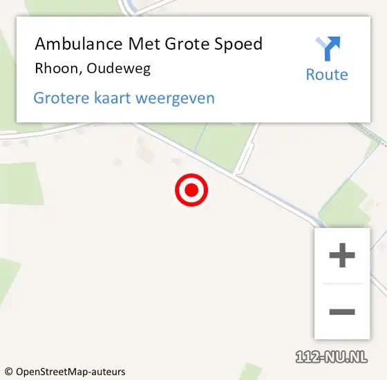 Locatie op kaart van de 112 melding: Ambulance Met Grote Spoed Naar Rhoon, Oudeweg op 8 september 2023 16:30