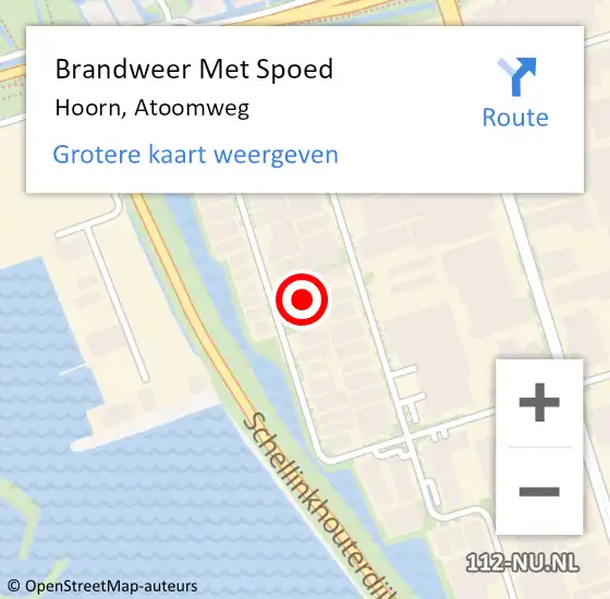 Locatie op kaart van de 112 melding: Brandweer Met Spoed Naar Hoorn, Atoomweg op 8 september 2023 16:33