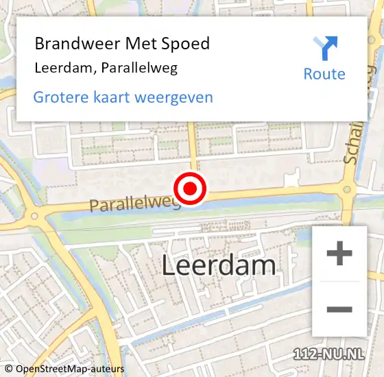 Locatie op kaart van de 112 melding: Brandweer Met Spoed Naar Leerdam, Parallelweg op 8 september 2023 16:40