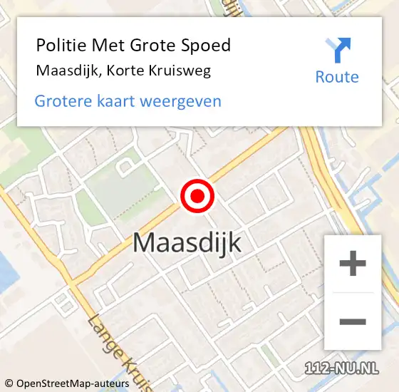 Locatie op kaart van de 112 melding: Politie Met Grote Spoed Naar Maasdijk, Korte Kruisweg op 8 september 2023 16:44