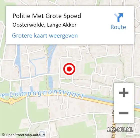 Locatie op kaart van de 112 melding: Politie Met Grote Spoed Naar Oosterwolde, Lange Akker op 8 september 2023 16:52