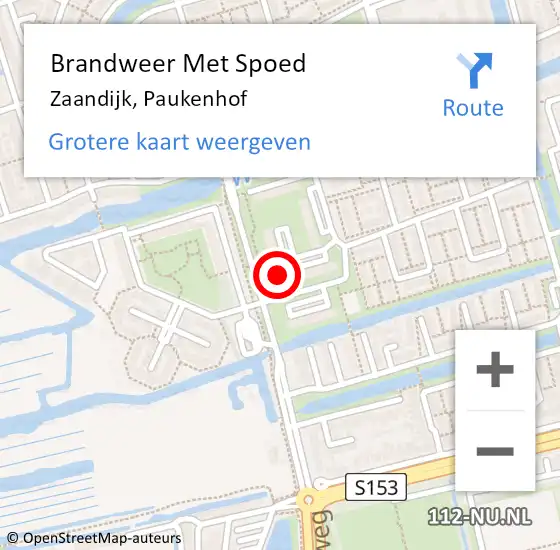 Locatie op kaart van de 112 melding: Brandweer Met Spoed Naar Zaandijk, Paukenhof op 8 september 2023 17:04