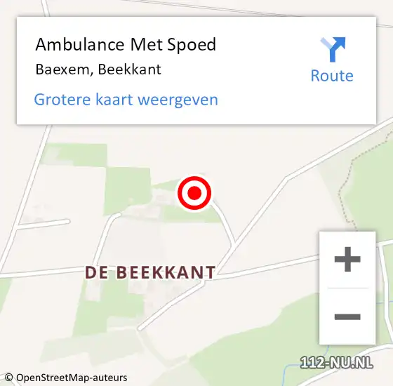Locatie op kaart van de 112 melding: Ambulance Met Spoed Naar Baexem, Beekkant op 8 september 2023 18:14