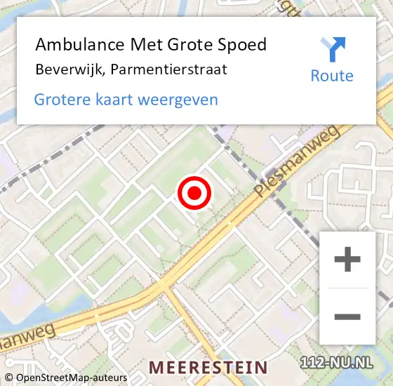 Locatie op kaart van de 112 melding: Ambulance Met Grote Spoed Naar Beverwijk, Parmentierstraat op 8 september 2023 18:38