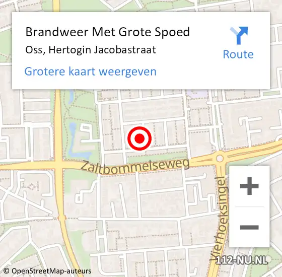 Locatie op kaart van de 112 melding: Brandweer Met Grote Spoed Naar Oss, Hertogin Jacobastraat op 8 september 2023 19:03