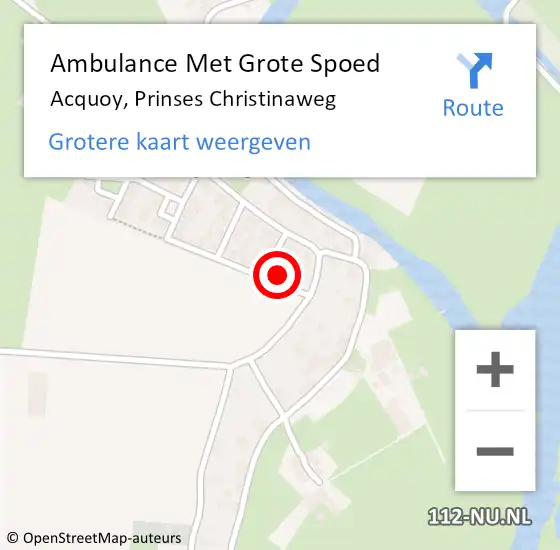 Locatie op kaart van de 112 melding: Ambulance Met Grote Spoed Naar Acquoy, Prinses Christinaweg op 7 september 2014 14:04