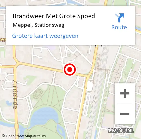 Locatie op kaart van de 112 melding: Brandweer Met Grote Spoed Naar Meppel, Stationsweg op 8 september 2023 19:34