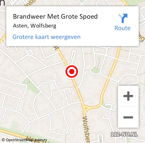 Locatie op kaart van de 112 melding: Brandweer Met Grote Spoed Naar Asten, Wolfsberg op 8 september 2023 19:53