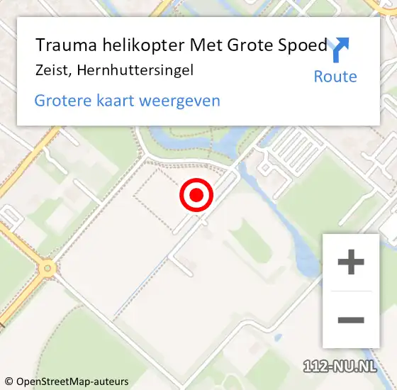 Locatie op kaart van de 112 melding: Trauma helikopter Met Grote Spoed Naar Zeist, Hernhuttersingel op 8 september 2023 20:15