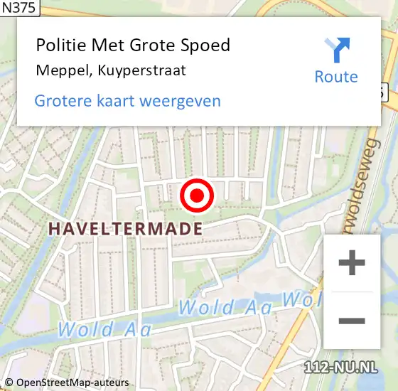 Locatie op kaart van de 112 melding: Politie Met Grote Spoed Naar Meppel, Kuyperstraat op 8 september 2023 20:23