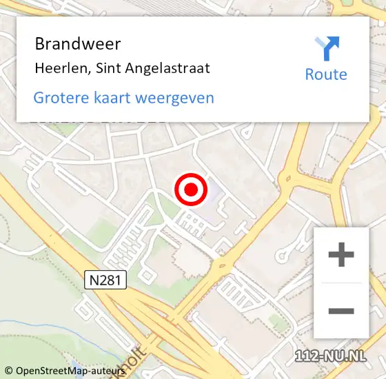 Locatie op kaart van de 112 melding: Brandweer Heerlen, Sint Angelastraat op 7 september 2014 14:16