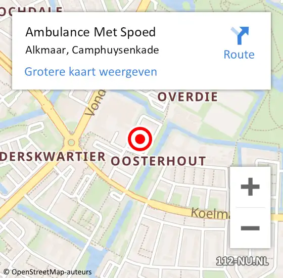 Locatie op kaart van de 112 melding: Ambulance Met Spoed Naar Alkmaar, Camphuysenkade op 8 september 2023 21:05