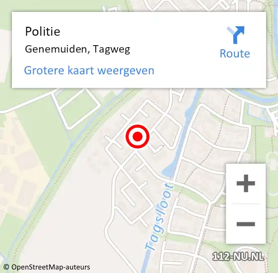 Locatie op kaart van de 112 melding: Politie Genemuiden, Tagweg op 8 september 2023 21:44