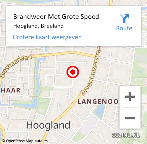 Locatie op kaart van de 112 melding: Brandweer Met Grote Spoed Naar Hoogland, Breeland op 8 september 2023 21:57