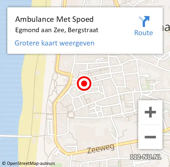 Locatie op kaart van de 112 melding: Ambulance Met Spoed Naar Egmond aan Zee, Bergstraat op 7 september 2014 14:24