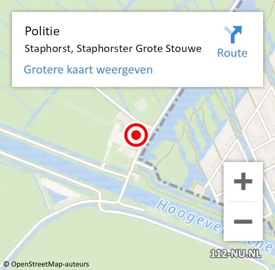 Locatie op kaart van de 112 melding: Politie Staphorst, Staphorster Grote Stouwe op 8 september 2023 22:21