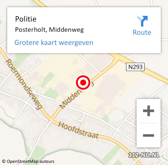 Locatie op kaart van de 112 melding: Politie Posterholt, Middenweg op 8 september 2023 22:27