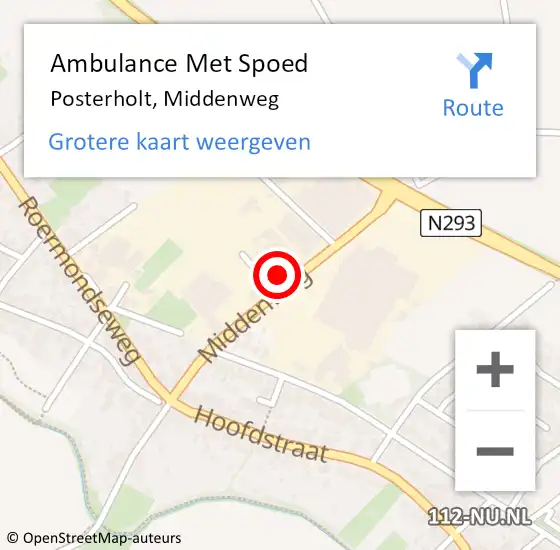 Locatie op kaart van de 112 melding: Ambulance Met Spoed Naar Posterholt, Middenweg op 8 september 2023 22:32