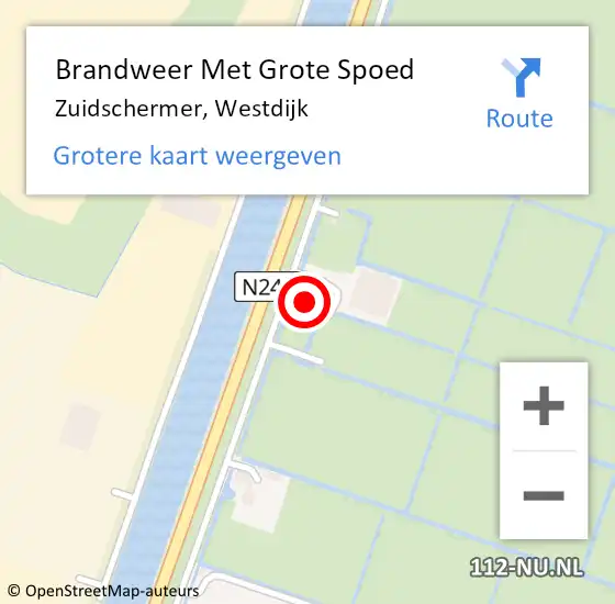 Locatie op kaart van de 112 melding: Brandweer Met Grote Spoed Naar Zuidschermer, Westdijk op 8 september 2023 23:33