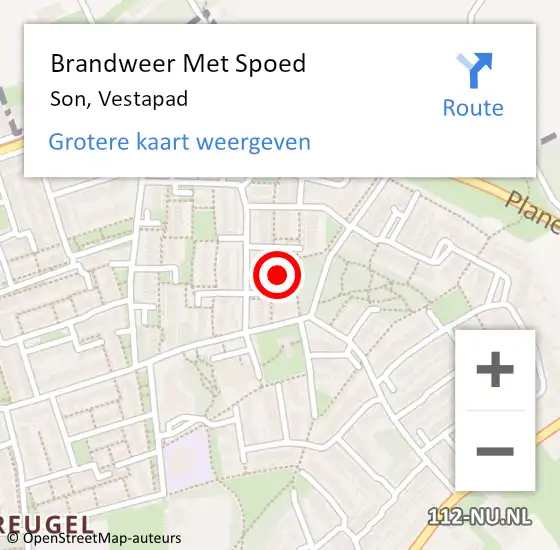 Locatie op kaart van de 112 melding: Brandweer Met Spoed Naar Son, Vestapad op 8 september 2023 23:33