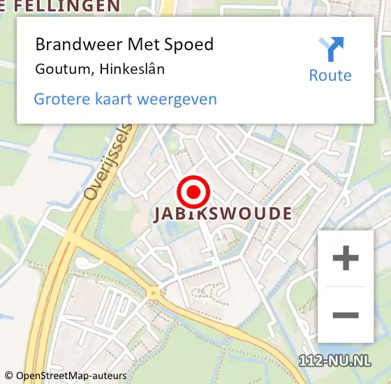 Locatie op kaart van de 112 melding: Brandweer Met Spoed Naar Goutum, Hinkeslân op 8 september 2023 23:59