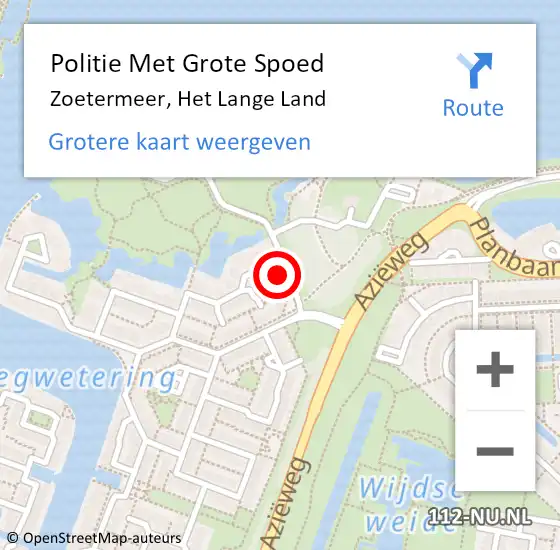 Locatie op kaart van de 112 melding: Politie Met Grote Spoed Naar Zoetermeer, Het Lange Land op 9 september 2023 00:18