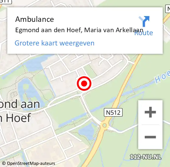 Locatie op kaart van de 112 melding: Ambulance Egmond aan den Hoef, Maria van Arkellaan op 9 september 2023 00:21