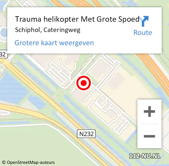 Locatie op kaart van de 112 melding: Trauma helikopter Met Grote Spoed Naar Schiphol, Cateringweg op 9 september 2023 00:36