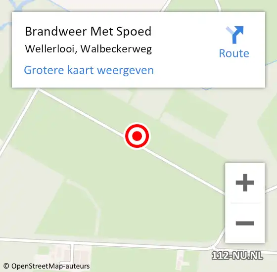 Locatie op kaart van de 112 melding: Brandweer Met Spoed Naar Wellerlooi, Walbeckerweg op 9 september 2023 01:12