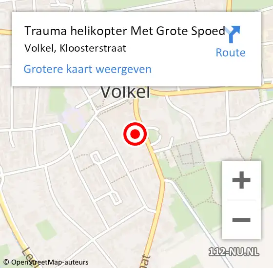 Locatie op kaart van de 112 melding: Trauma helikopter Met Grote Spoed Naar Volkel, Kloosterstraat op 9 september 2023 01:35