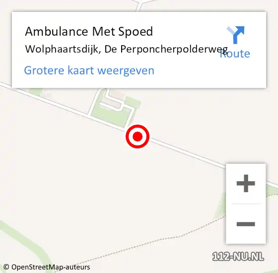 Locatie op kaart van de 112 melding: Ambulance Met Spoed Naar Wolphaartsdijk, De Perponcherpolderweg op 7 september 2014 14:43