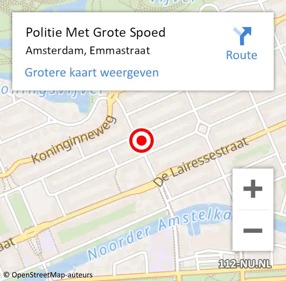 Locatie op kaart van de 112 melding: Politie Met Grote Spoed Naar Amsterdam, Emmastraat op 9 september 2023 01:44