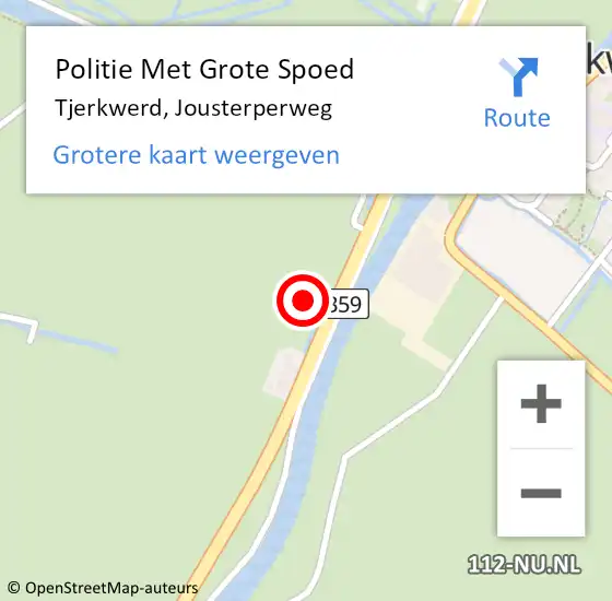 Locatie op kaart van de 112 melding: Politie Met Grote Spoed Naar Tjerkwerd, Jousterperweg op 9 september 2023 02:19