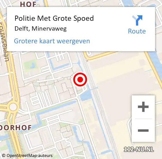 Locatie op kaart van de 112 melding: Politie Met Grote Spoed Naar Delft, Minervaweg op 9 september 2023 02:56