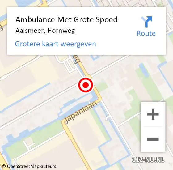 Locatie op kaart van de 112 melding: Ambulance Met Grote Spoed Naar Aalsmeer, Hornweg op 9 september 2023 03:11