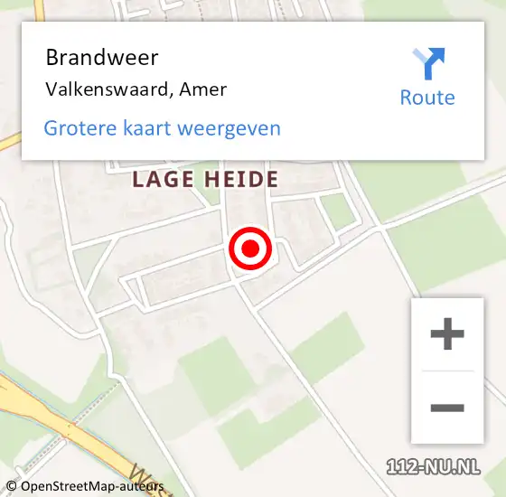 Locatie op kaart van de 112 melding: Brandweer Valkenswaard, Amer op 9 september 2023 03:32