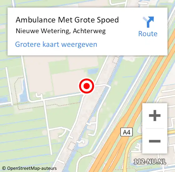 Locatie op kaart van de 112 melding: Ambulance Met Grote Spoed Naar Nieuwe Wetering, Achterweg op 7 september 2014 14:51