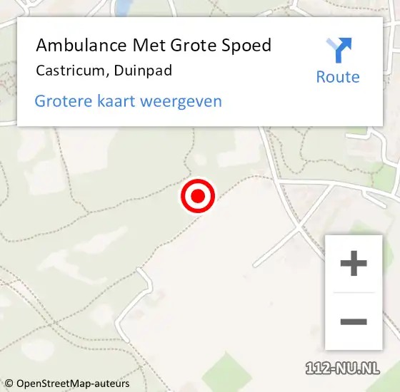 Locatie op kaart van de 112 melding: Ambulance Met Grote Spoed Naar Castricum, Duinpad op 7 september 2014 14:54