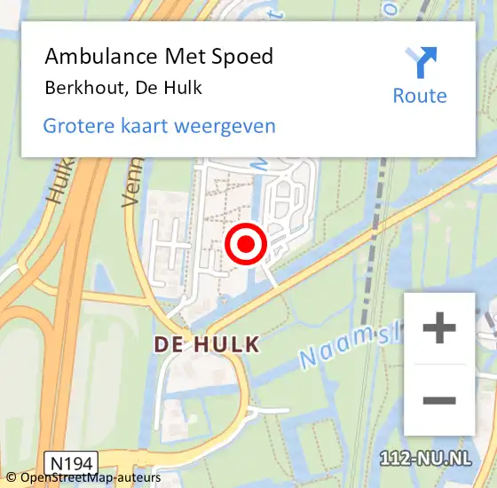 Locatie op kaart van de 112 melding: Ambulance Met Spoed Naar Berkhout, De Hulk op 9 september 2023 06:16