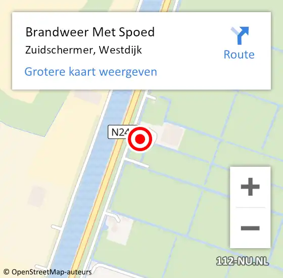 Locatie op kaart van de 112 melding: Brandweer Met Spoed Naar Zuidschermer, Westdijk op 9 september 2023 07:13