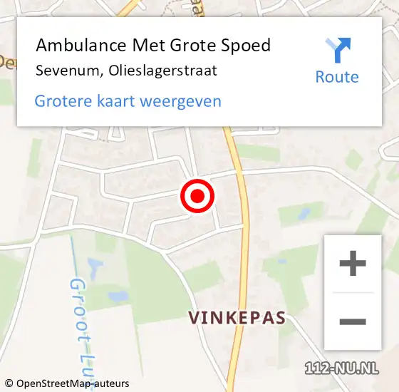 Locatie op kaart van de 112 melding: Ambulance Met Grote Spoed Naar Sevenum, Olieslagerstraat op 7 september 2014 14:56