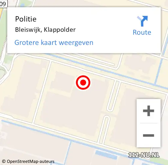 Locatie op kaart van de 112 melding: Politie Bleiswijk, Klappolder op 9 september 2023 07:17