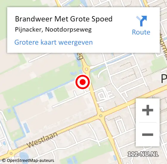 Locatie op kaart van de 112 melding: Brandweer Met Grote Spoed Naar Pijnacker, Nootdorpseweg op 9 september 2023 07:21