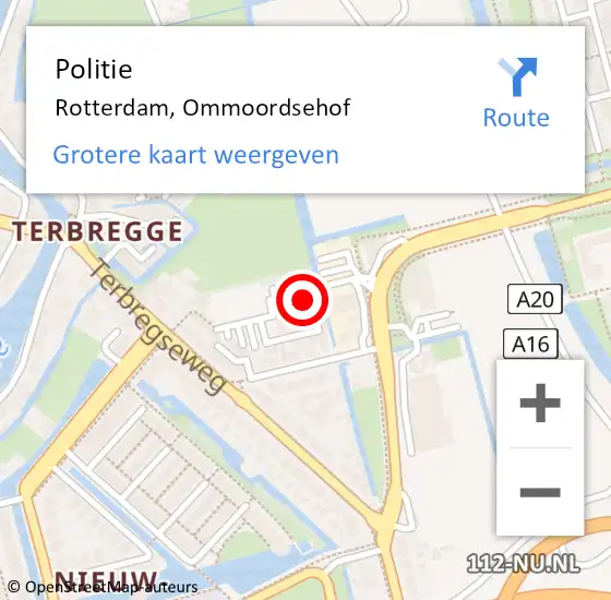 Locatie op kaart van de 112 melding: Politie Rotterdam, Ommoordsehof op 9 september 2023 07:57