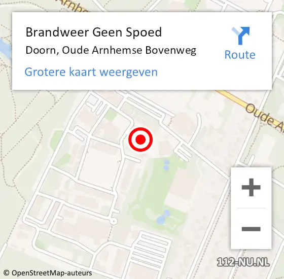 Locatie op kaart van de 112 melding: Brandweer Geen Spoed Naar Doorn, Oude Arnhemse Bovenweg op 9 september 2023 07:58
