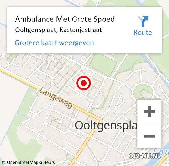 Locatie op kaart van de 112 melding: Ambulance Met Grote Spoed Naar Ooltgensplaat, Kastanjestraat op 9 september 2023 09:11